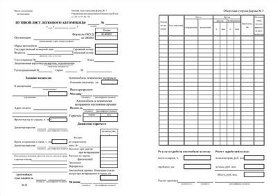 Путевой лист: формат и заполнение