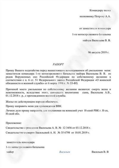 Как правильно составить рапорт на увольнение с военной службы?