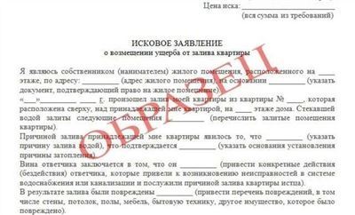 Правила оформления и образец иска о возмещении ущерба